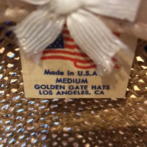 Vintage Golden Gate Woven Straw Fedora Hat with floral band, Size M - Picture 9 of 9